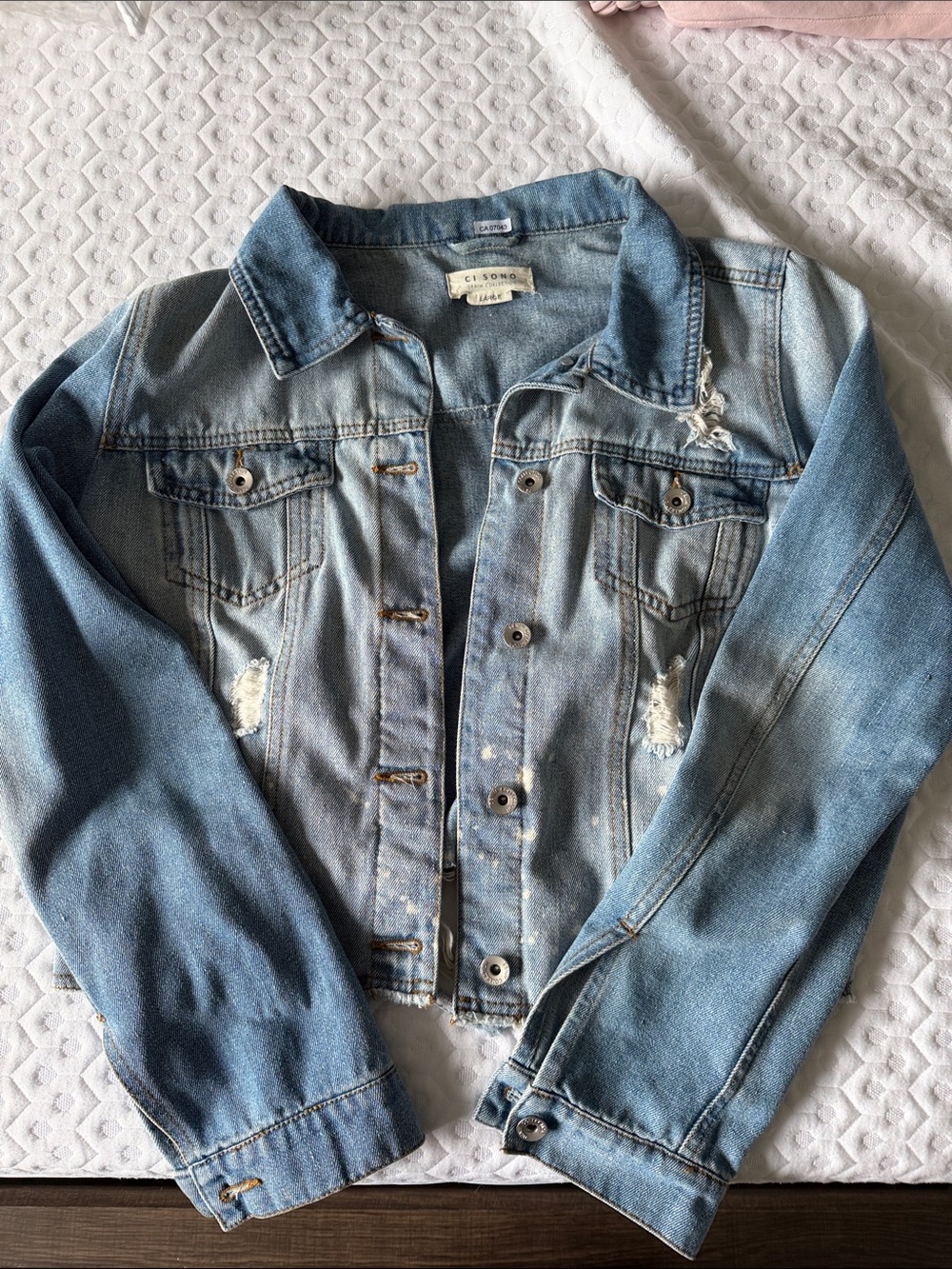 Distressed Light Wash Denim Jacket
